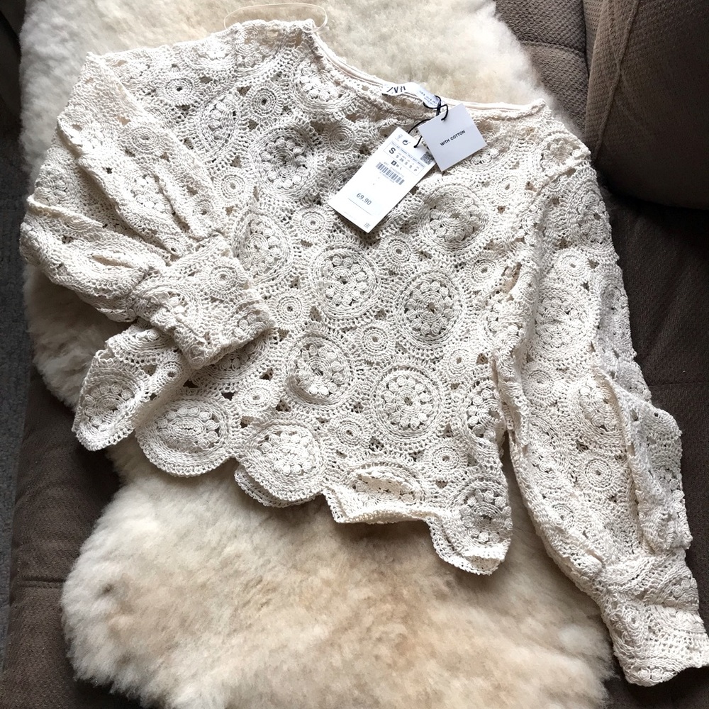 SOLD - Off White Zara Lace Top